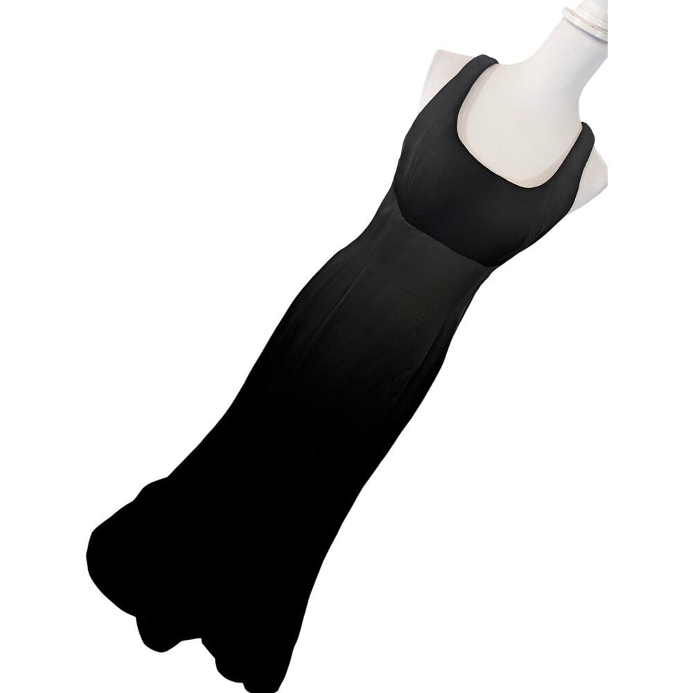 BETSY & ADAM! RICH BLACK VELVET BODICE, JEWELED BACK, FULL LENGTH DRESS! SZ 7-8